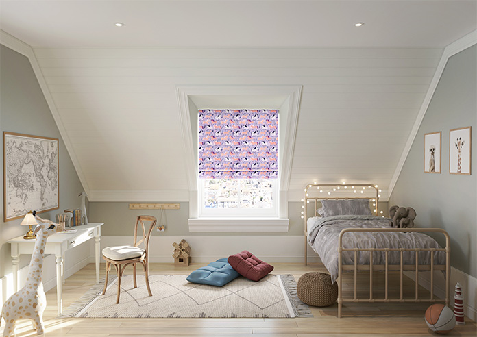 Pony Pals, Lilac - Motorised Roman Blind - Image 8